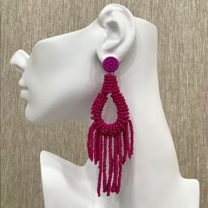 “Vacay” Beaded Earrings In Fuchsia